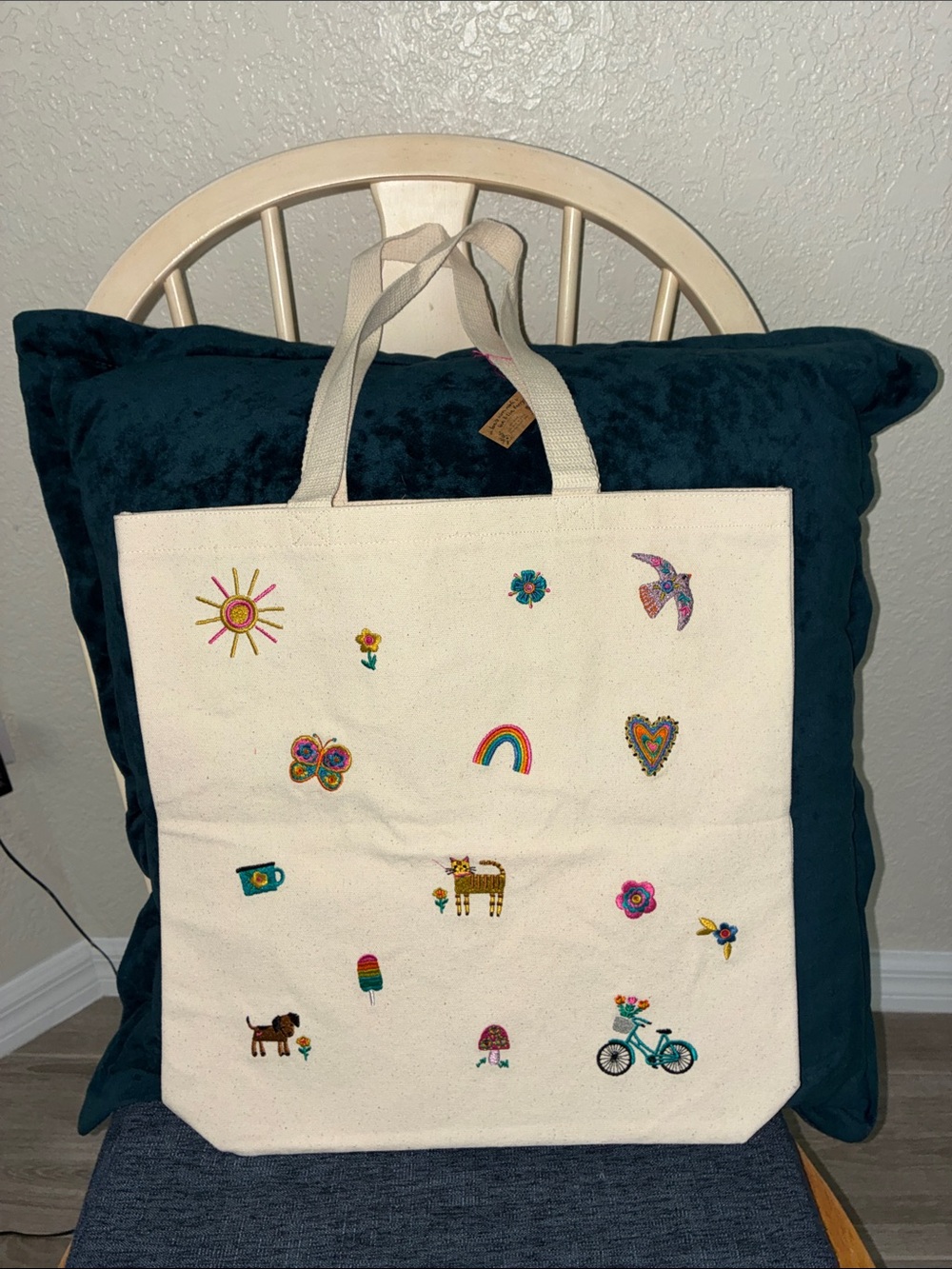 NWT Canvas Embroidered Tote Bag from Natural Life
